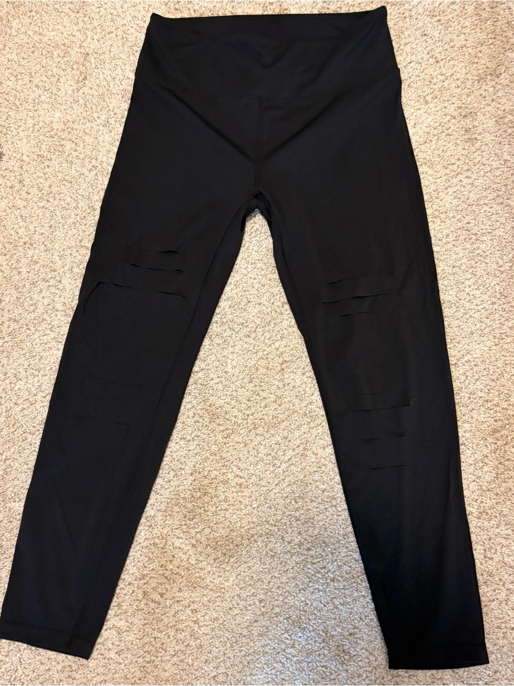Zyia Active High-Rise Black Leggings with Knee Slit Detail